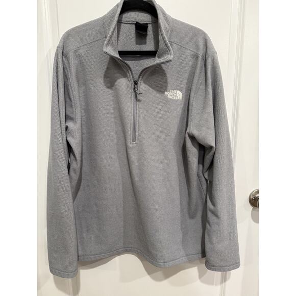 The North Face Sweater Mens Size XL Gray Heathered Quarter Zip Fleece Pullover - Picture 1 of 9
